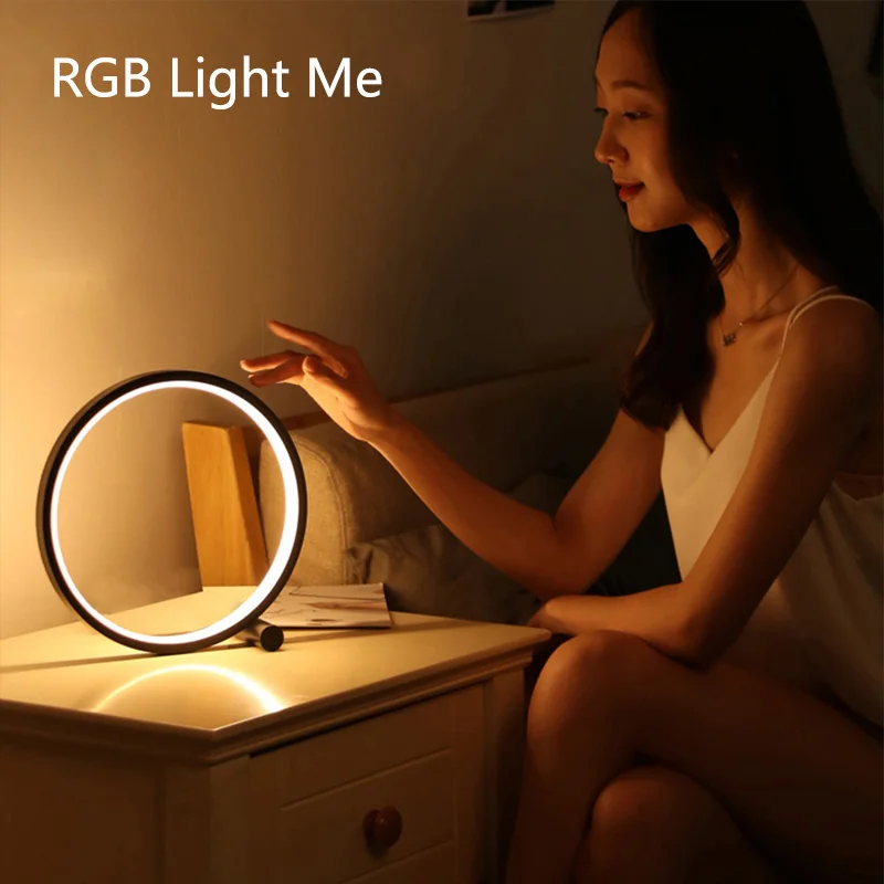 

15/25cm Modern Ring Desk Lamp Reading Study Table Light Decor For Bedroom Dimmable LED Night Light Bedside Table Lamps