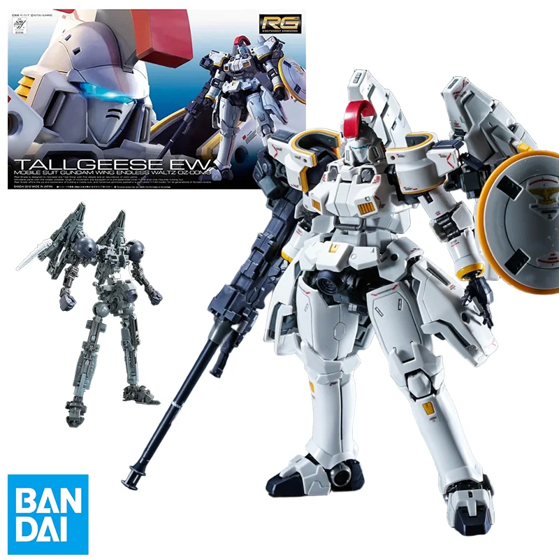 Bandai genuíno tallgeese ew rg 1/144 anime figura de ação robô periferia colecionável montagem modelo brinquedos ornamento presente crianças