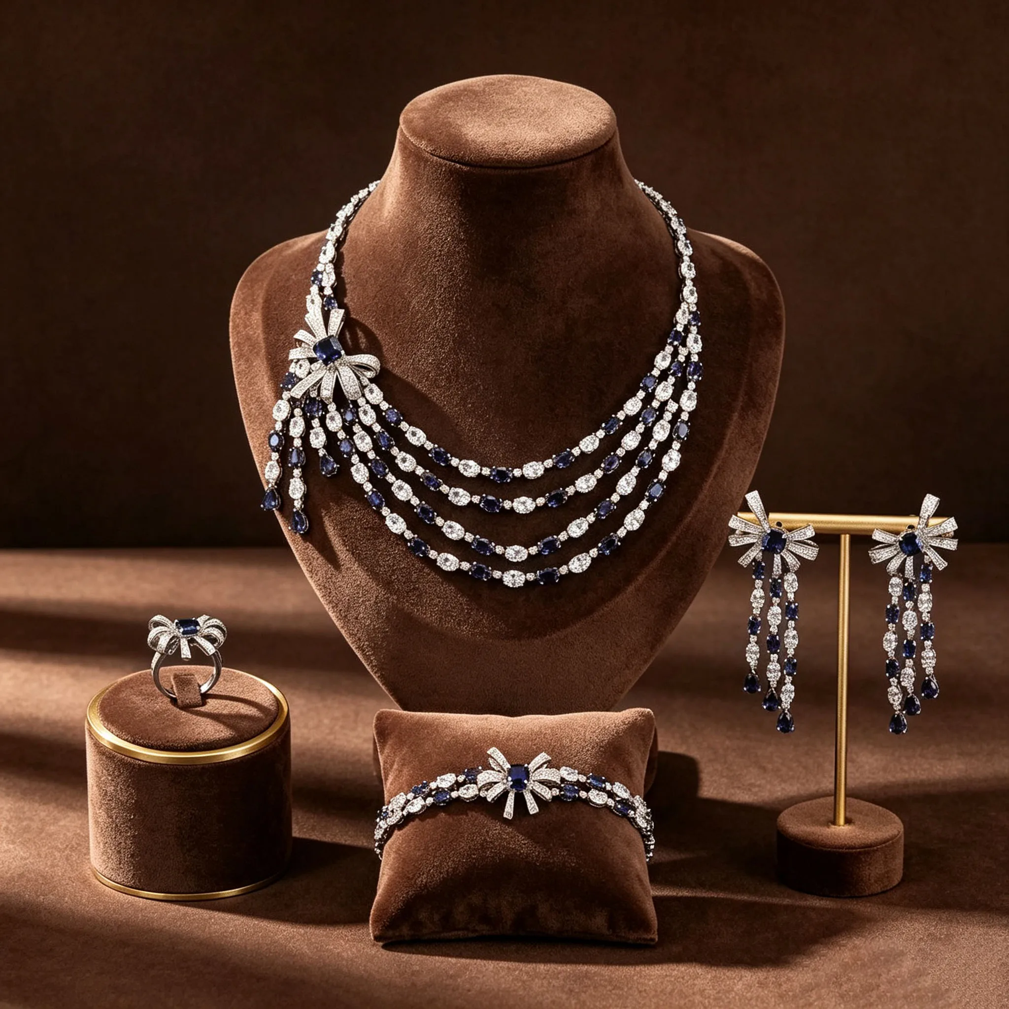 HIBRIDE European and American Style Fashion Fine Jewelry Necklace Earring Set Suitable for Women's Wedding Event Gift S-1300