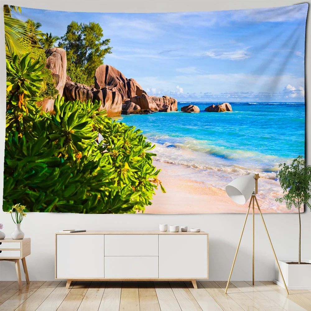 Landscape Painting Tapestry Wall Hanging Colorful Natural Scenery Bohemian Travel Mattress Studio Living Room Art Decor