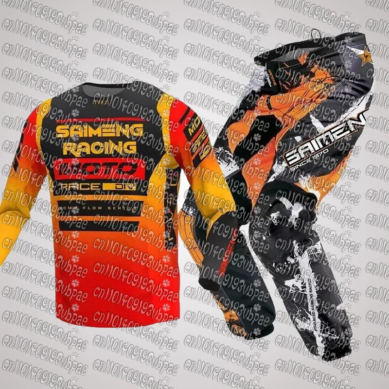 

Весенне-осенний популярный мотоциклетный внедорожный гоночный дышащий костюм, футболка с длинными рукавами и брюки для взрослых и детей