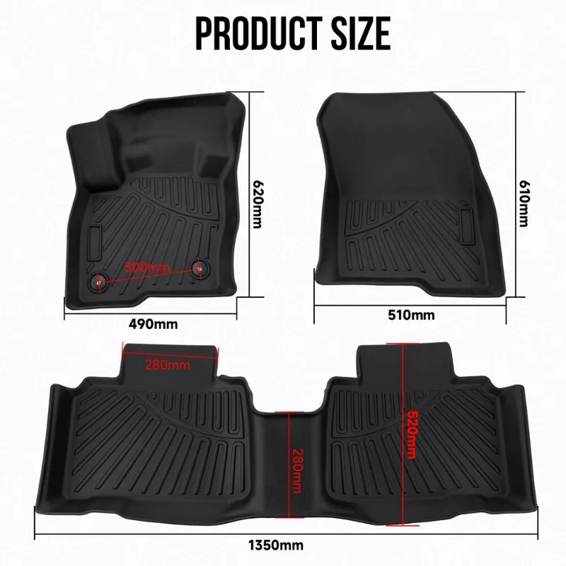 Floor Mats Fit For Ford Edge 2015-2024 TPE 3D Molded All Weather Rubber Liners United States