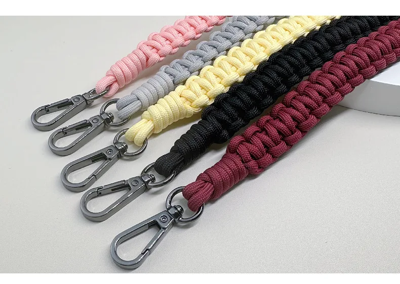 Rope Strap Braided Lanyard Metal Keyring Cellular String Universal Mobile Phone Shoulder Strap Premium Bag Landyard Accessories