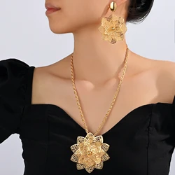African Flower Pendant Christmas Gift Fashion Jewelry Sets Necklace Earrings for Women Wedding Accessories