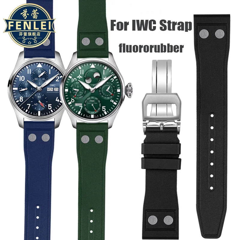 

For IWC pilot Little Prince Mark Fluororubber Strap 17 18 Willow Nail VITON Watchband Men Fluorine rubber Bracelet 20MM 21 22MM