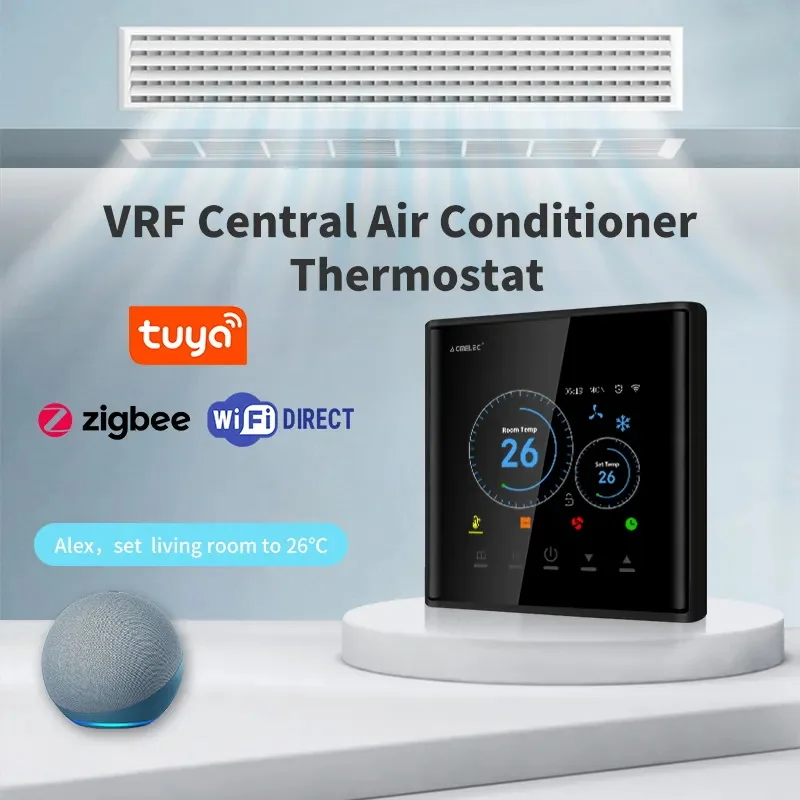 WiFi FCU Central Air Conditioner Thermostat Temperature Controller 2 Pipe 4 Pipe 3 Speed Fan Coil Unit Work with Tuya Smart Life