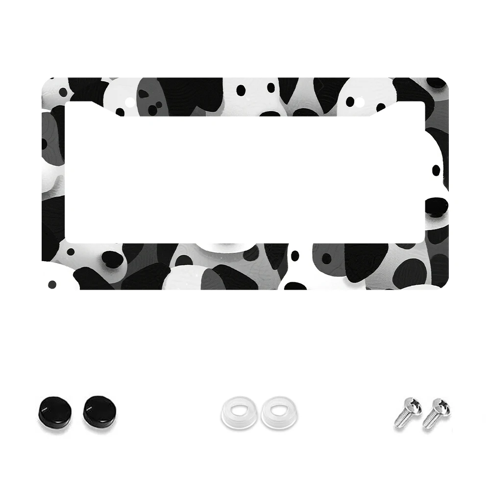 

1 шт. Черно-белая рамка номерного знака с рисунком панды, 2 отверстия, алюминиевый материал, 6x12 дюймов, с комплектом винтов, забавный мультяшный автомобиль D