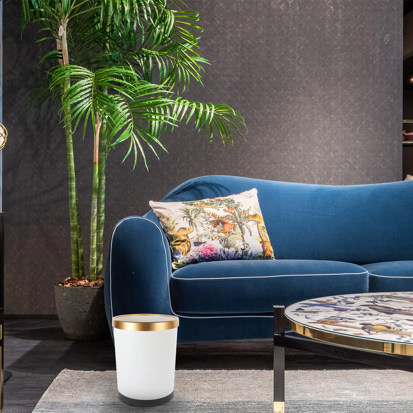 

1pc Nordic Style 9L Plastic Trash Can For Living Room Bedroom Bathroom Office Kitchen Home Use Rectangular Garbage Bin Household