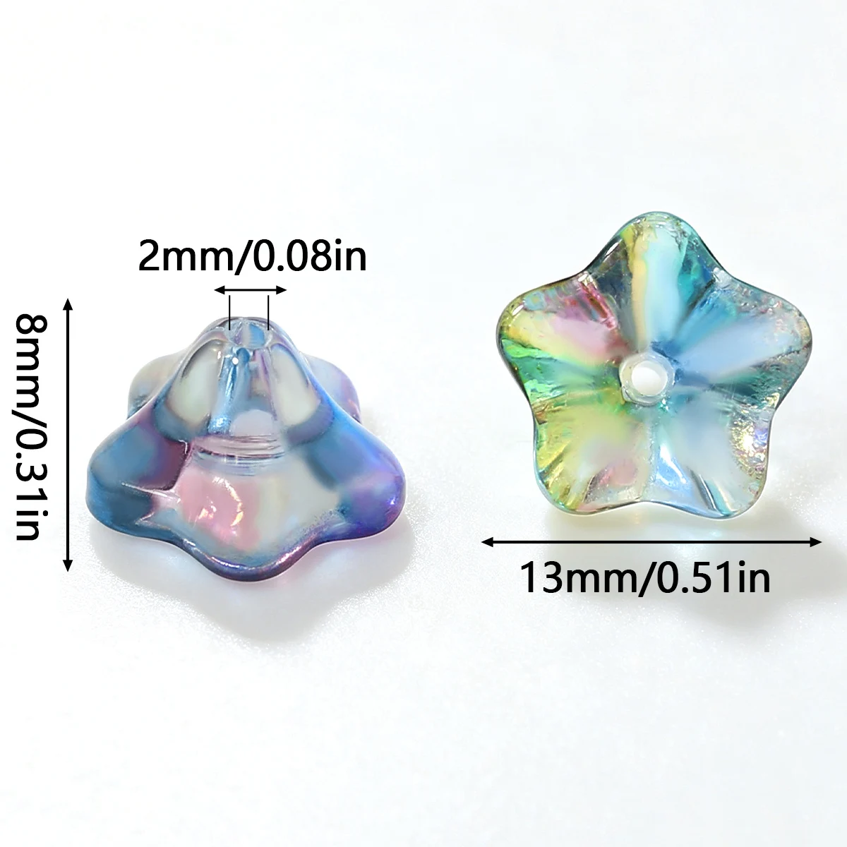 20/40/60Pcs 8x13mm Deep Blue Trumpet Flower Crystal Glass Beads for Jewelry Making Bracelet Necklace Keychain DIY Accessories