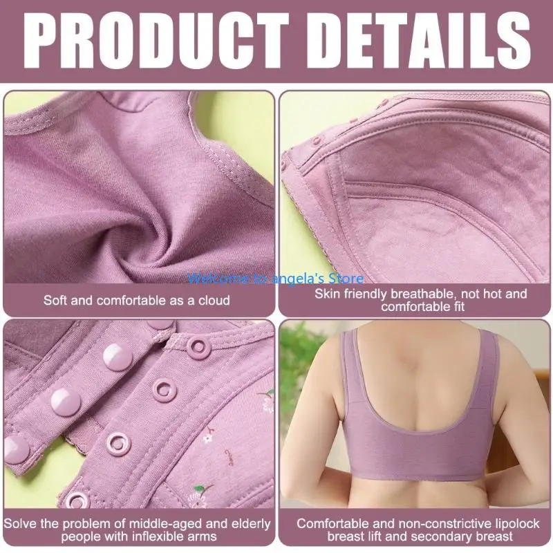 X4YC أنيقة لا سلكية الصدرية المقربة للنساء المسنات مع تصميم داعم وملابس داخلية ناعمة من الأزهار الناعمة