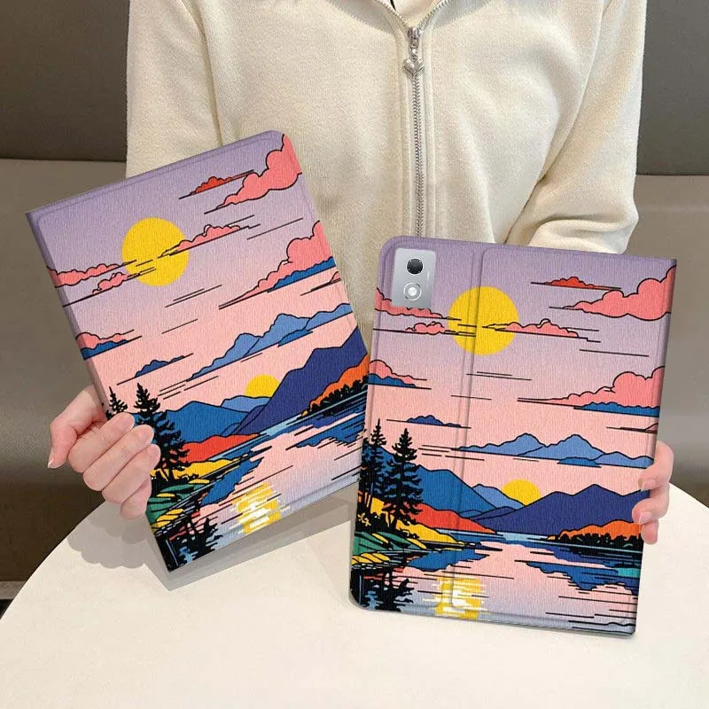 

Cartoon Sunset Mountain Lake For Lenovo Xiaoxin Pad Pro GT plus 8.8 11 10.6 Y700 Y900 Go 8.8 Tab K11 10 P11 Tablet Case
