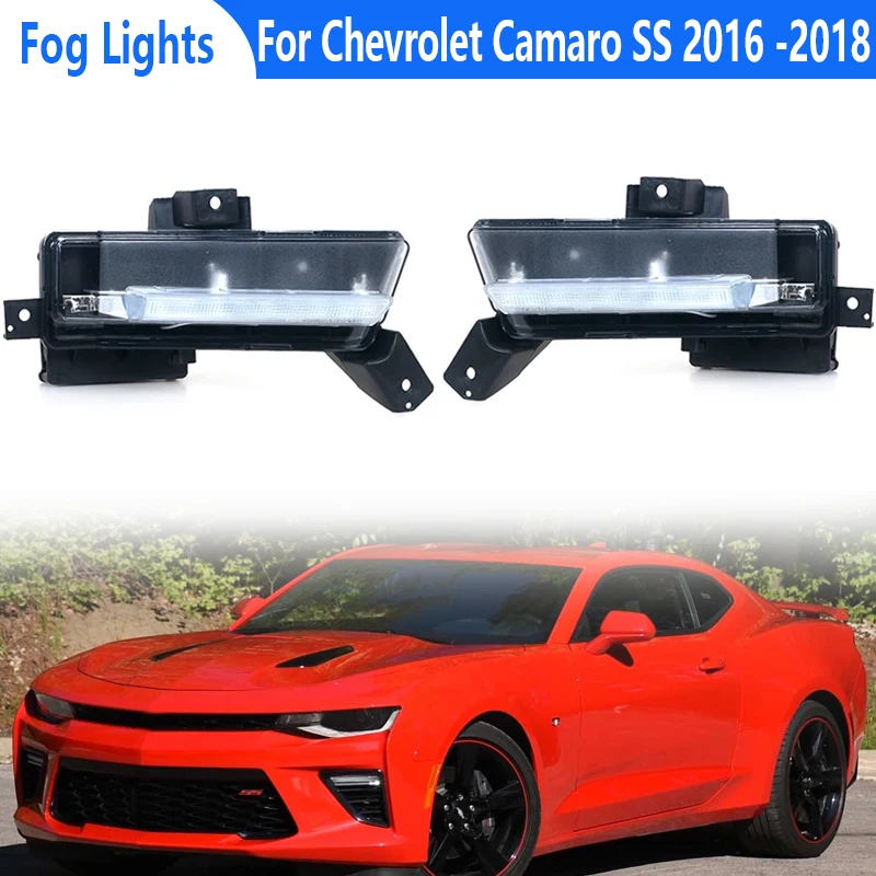 1 Pair Car LED DRL Fog Lights For Chevrolet Camaro SS 2016 2017 2018 Clear Lens White LED Daytime Running Light Car Accessories