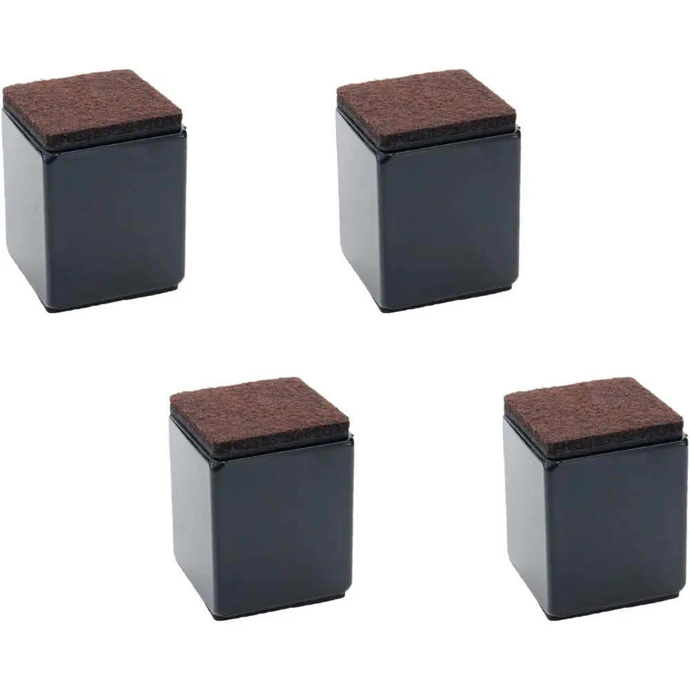 

2 самоклеящихся подставки для кровати и мебели, стальные подставки для кровати для тяжелой мебели или кроватей. Самоклеящаяся подставка для стула и стола, квадратный черный цвет.