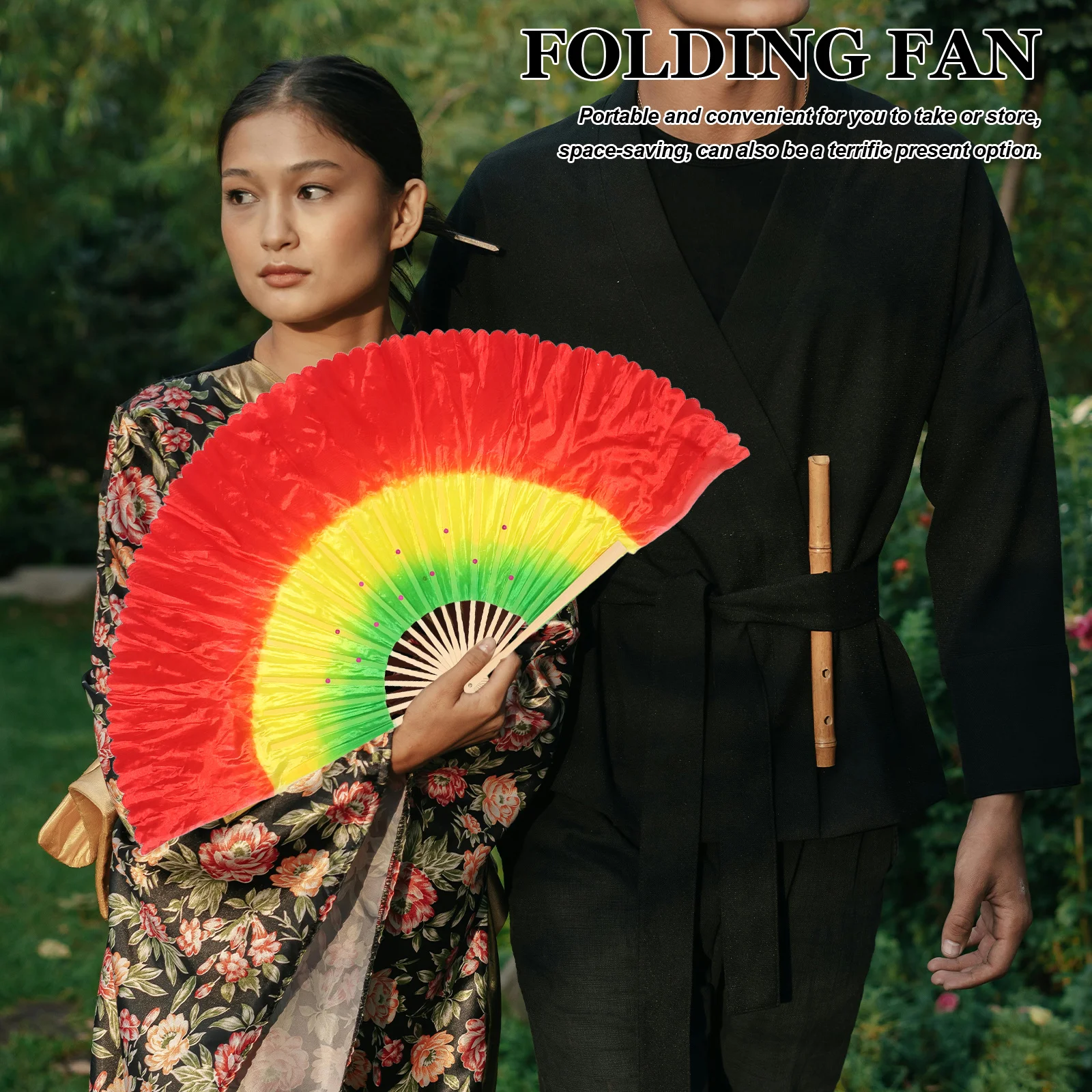 2 قطعة مروحة رقص قابلة للطي كبيرة ملونة مقاومة للاهتراء ممارسة اليد مروحة للرقص المربع ممارسة اليوغا ممارسة الديكور