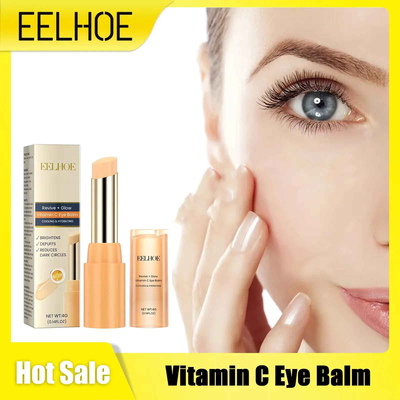 Vitamin C Eye Cream Stick Anti Dark Circles Eye Bags Puffiness Dilute Fine Lines Moisturizing Brightening Eyes Contour Skin Care