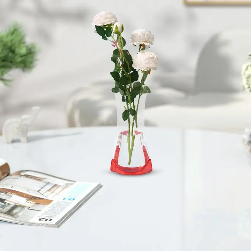 Foldable Vase Expandable Transparent Flower Vases Decorative 24X14.5Cm/9.45X5.71 Inches Portable Flower Vase Table Centerpieces