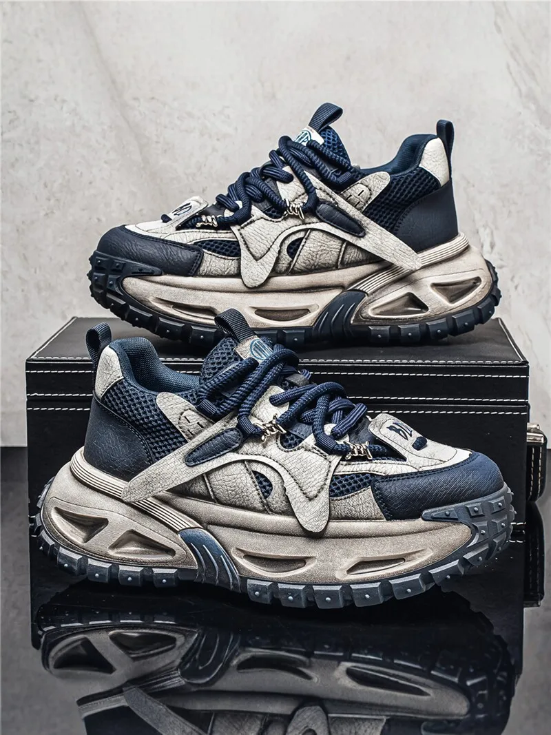 Men's Sporty Dad Shoes Fall 2026 New Style Heightening Casual Running Shoes Breathable Mesh Inner Thick Bottom Shock Absorption