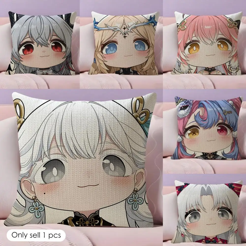 Q Version Wuthering Waves Cushion Cover Natural Linen Pillow Case Double-Sided Print Decorative Sofa Pillowcase Home Decor Gift