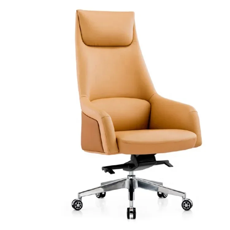 Z Luxe Chaise De Bureau con mecedora multiposición, silla ejecutiva De oficina De cuero naranja con reposacabezas ancho
