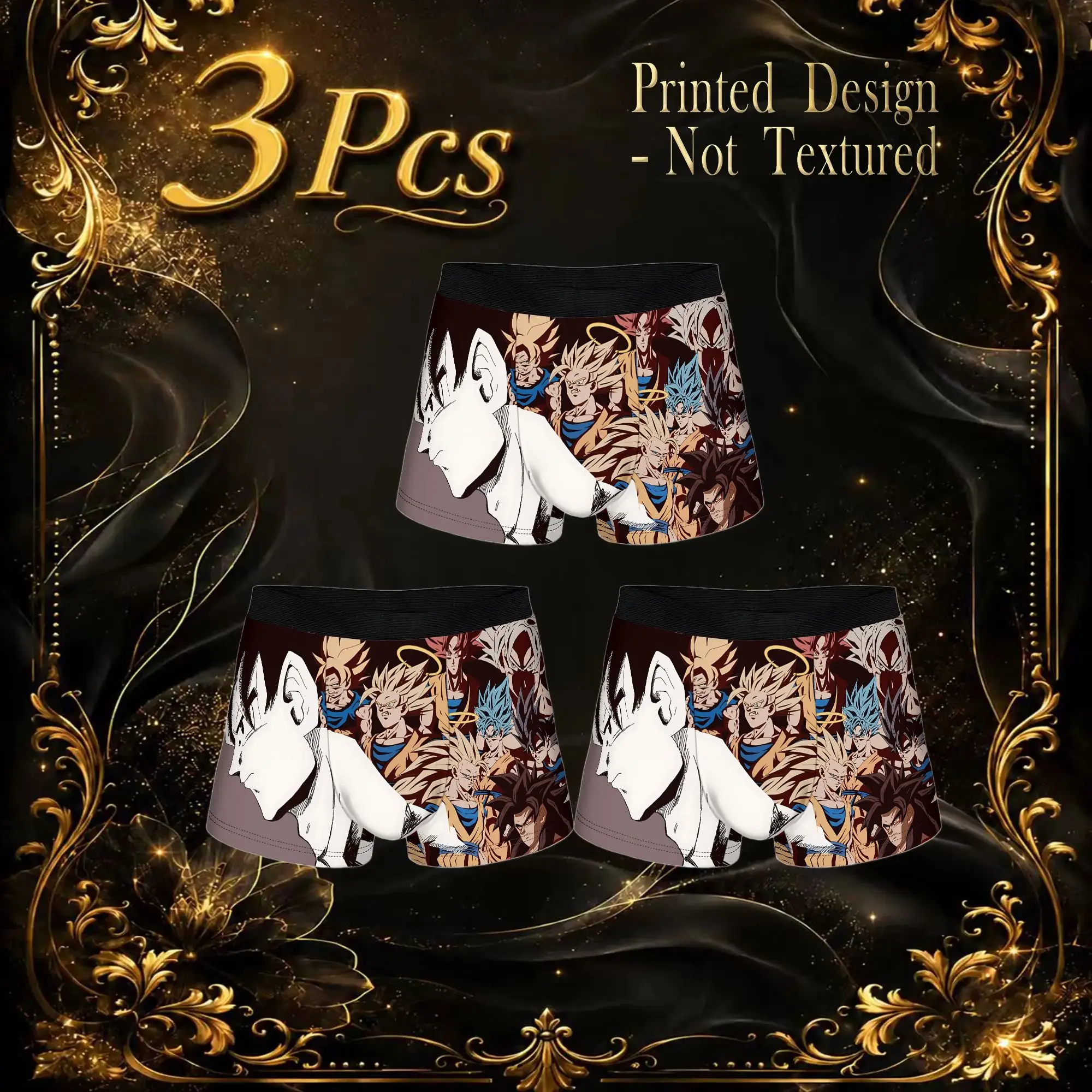 3Pcs  boxers Dragon Ball Z Underpants Homme Panties Men's Underwear Print Shorts Boxer Briefs