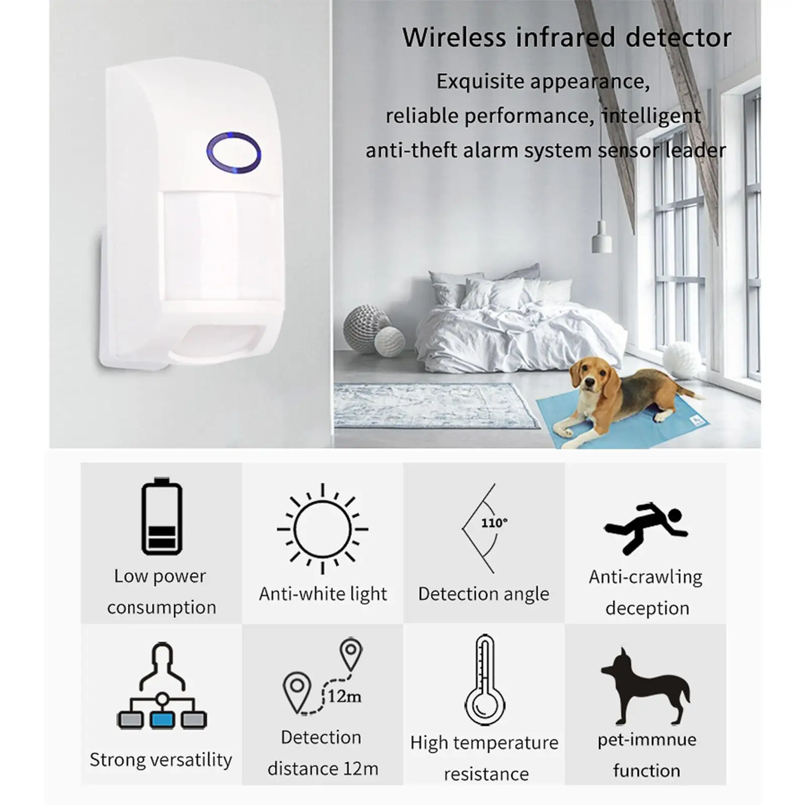 무선 지능형 PIR 모션 센서 보안 적외선 감지기