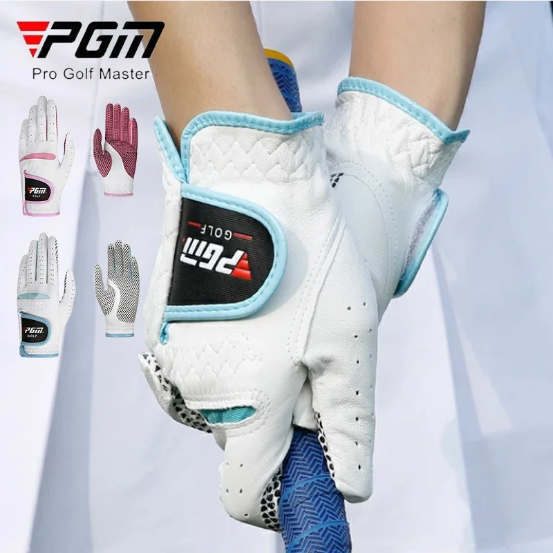 PGM 1 Pair Ladies Lambskin Leather Golf Gloves Women Breathable Anti-Slip Granules Mittens Left Right Hand Golf Gloves Fashion