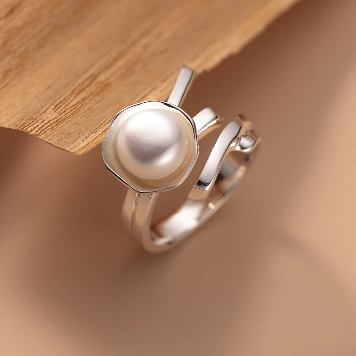 925 Sterling Silver Unique Pearl Lines Ring For Women Fine Jewelry Finger Adjustable Open Vintage Ring For Party Birthday Gift