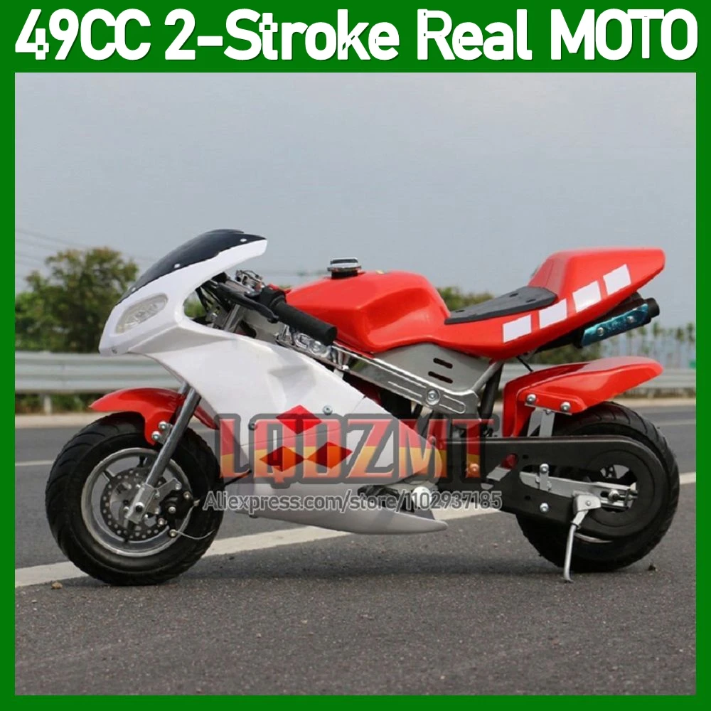 Mini Motorcycle 2 Stroke 49CC 50CC Off-road Real Superbike MOTO Bike Gasoline Power Racing Autocycle Small Autocycle Pocket Bike