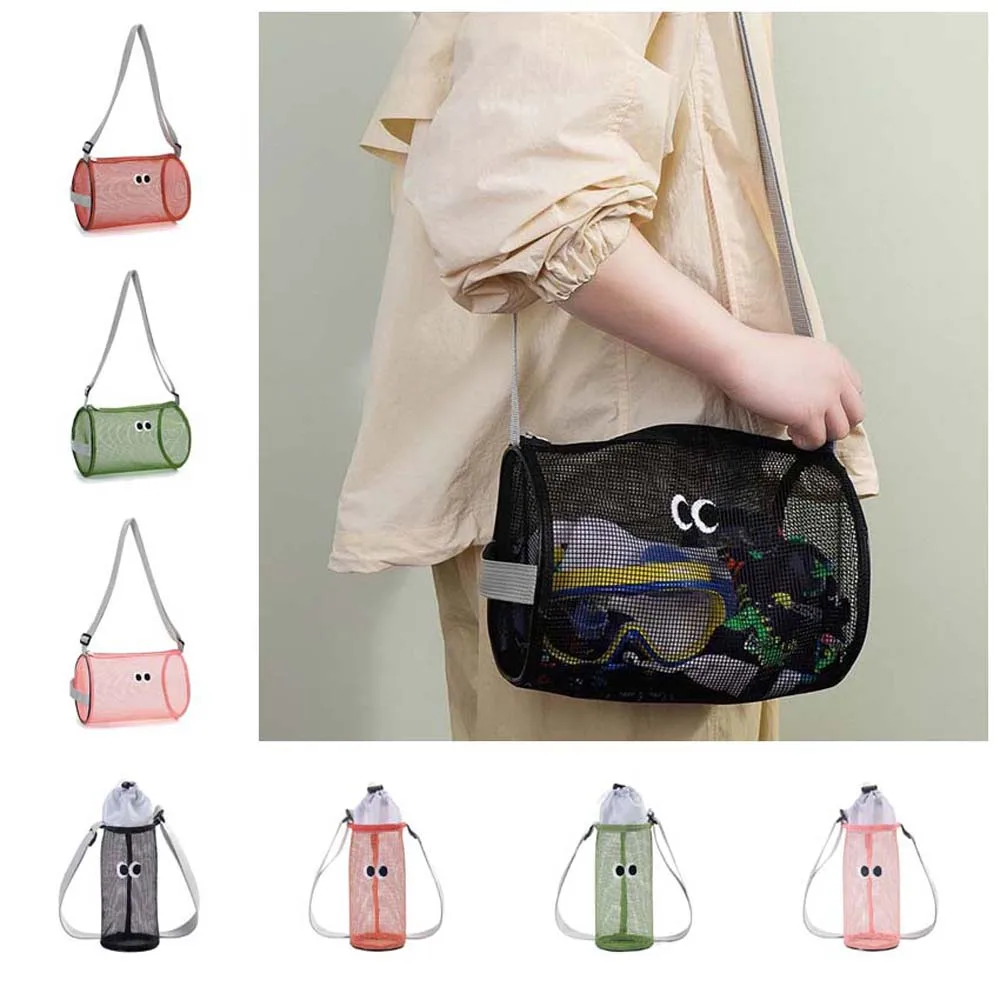 Korean Style Mesh Crossbody Bag All-match Handbag Mesh Shoulder Bag Storage Bag Travel Bag Water Bottle Drawstring Bag