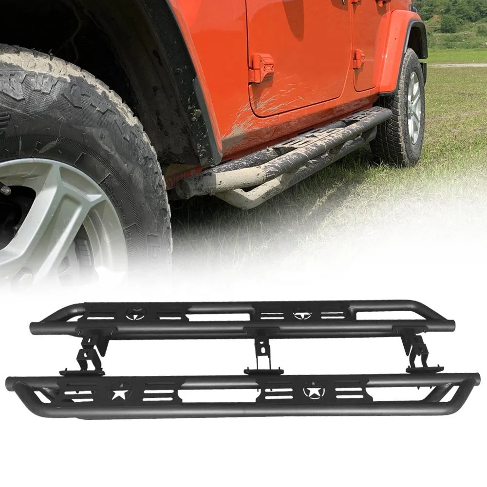 US Stock Side Step Bars - 5 Star Type 4 Door For 2018-2023  Wrangler JL