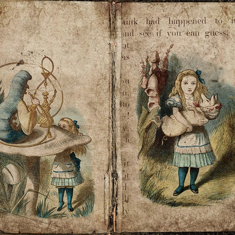 Vintage Alice in Wonderland Junk Journal Pages Posters Art Print Retro Alice Fairy Tales Wall Canvas Painting Kids Room Decor