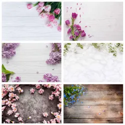 Photography Backgrounds Pink Flowers Wood Plank Birthday Banner Vinyl Backdrop Prop Custom Photo Booth for Product Dolls Subject