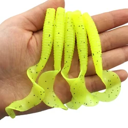 5 Pcs Fishy Smell Silicone Worms Soft Lure 8.5cm 4.5g Long Tail Wobbler Fishing Shrimp Oil Rubber Artificial Bait for Bass Trout