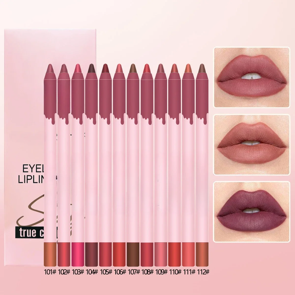 12 kleuren/doos Matte Lip Liner Potlood Set Waterdicht Langdurige Naakt Rode Lip Contour Potlood Sexy Rose Roze lippenstift Tint Make-Up