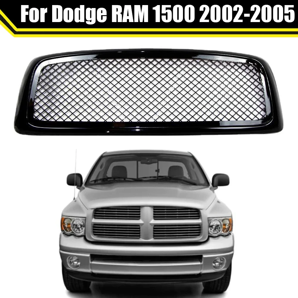 

For Dodge RAM 1500 2002-2005 Racing Grills Decoration Car Front Grid Racing Grills ABS Gloss Black Trim Cover Bumper Grille