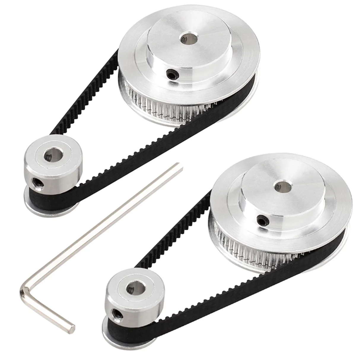 2 Kit GT2 Synchronous Wheel 20&60 Teeth 5mm Bore,Aluminum Timing Pulley with 2 Pcs Length 200mm Width 6mm Belt(Bore 5mm)