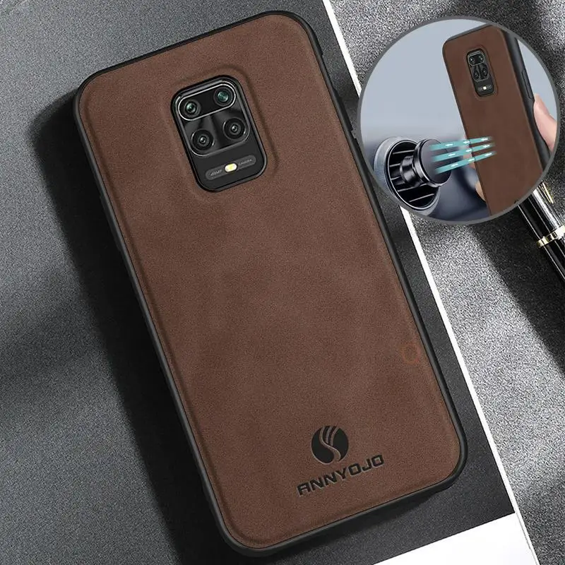 Note9 9pro Magnetic Retro Sheepskin Leather Case For Xiaomi Redmi Note 9 Pro 9s Luxury Men Business Vintage Back Cover Note9pro