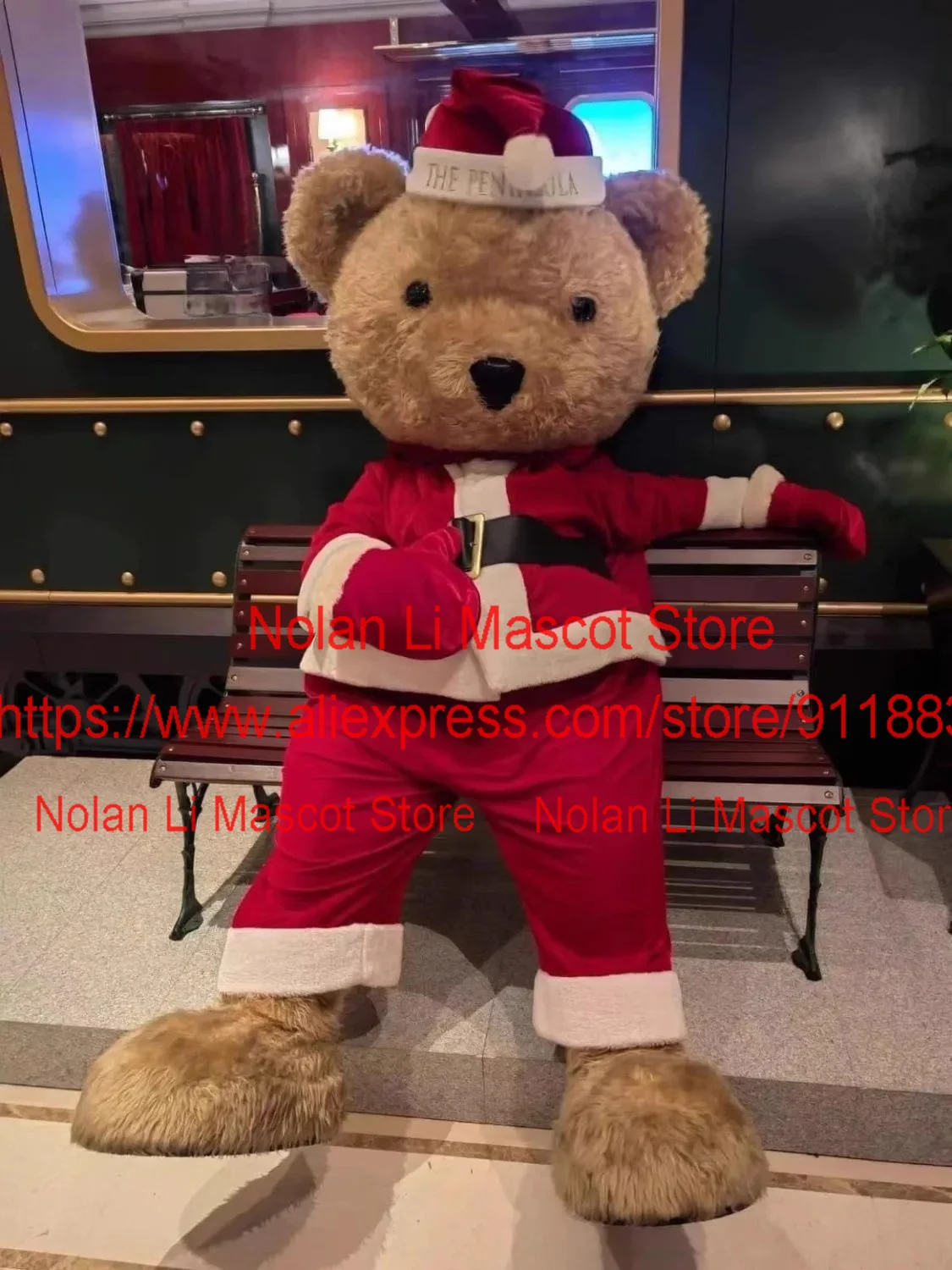 High Quality Christmas Teddy Bear Mascot Costume Movie Props Role-Playing Cartoon Set Carnival Game Adult Size Gift 1335