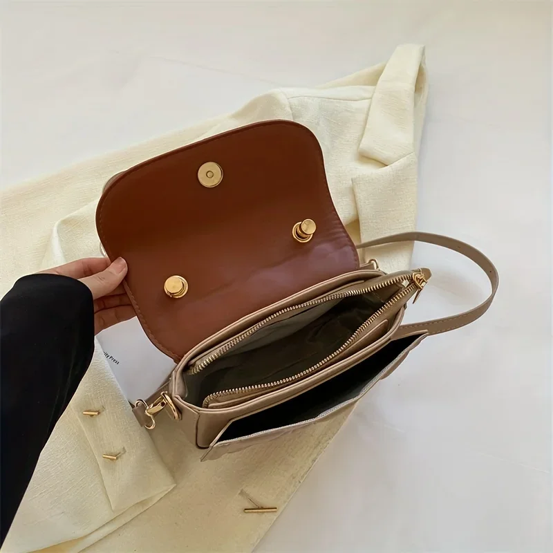 Fashion Saddle Small Crossbody Bags For Women 2024 Trend Designer Underarm Shoulder Bags PU Leather Ladies Handbags And Purses