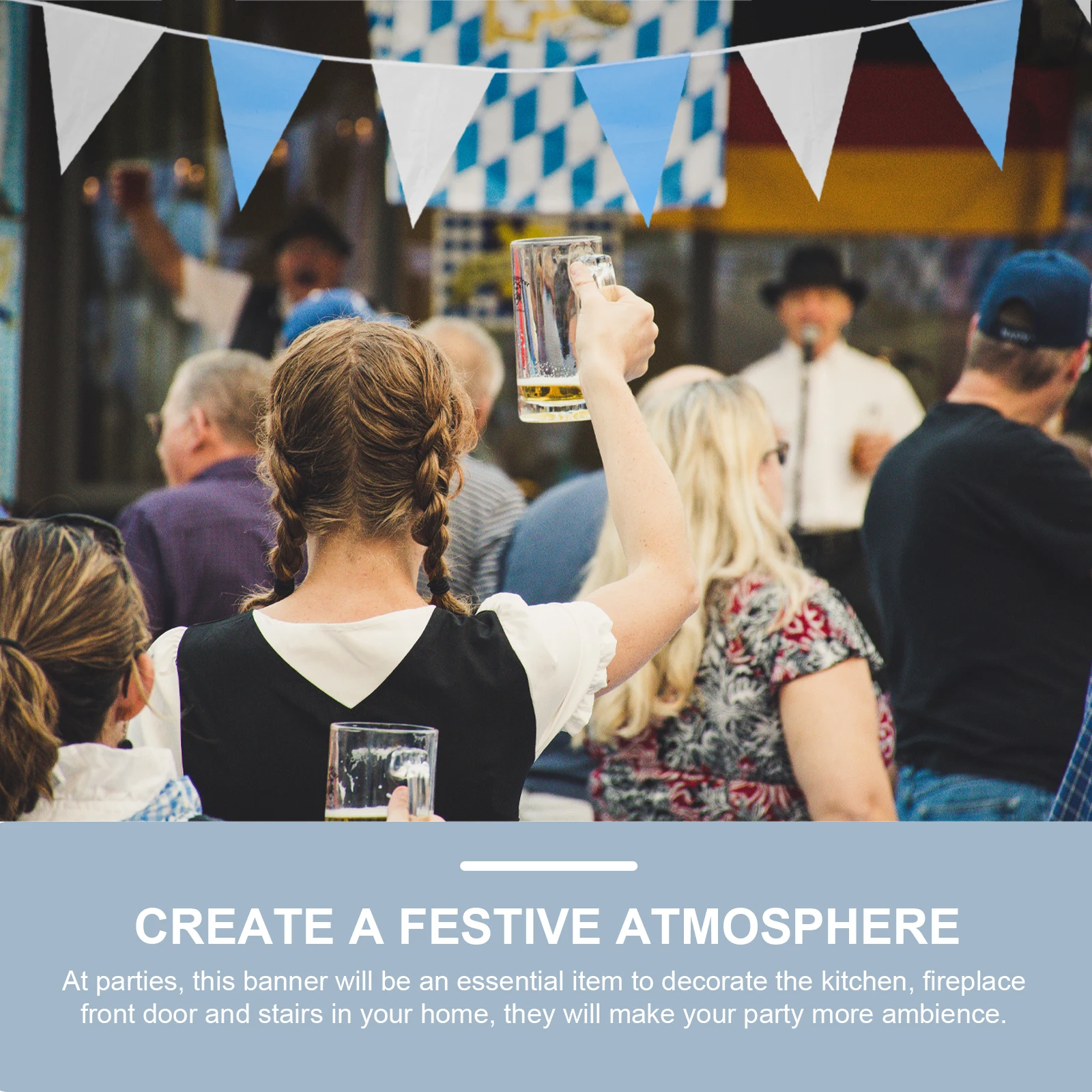 

Blue White Gingham Flag Banner Party Hanging Beer Festival Decorative Banners Background Wall Ornament Home Office Indoor