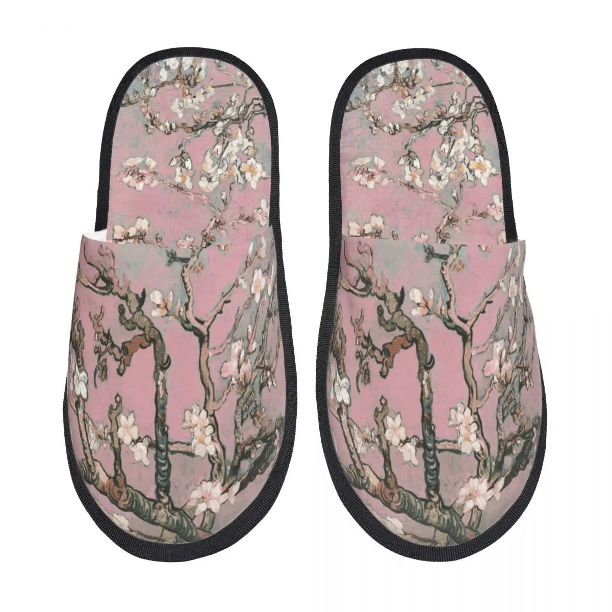 Almond Blossoms By Vincent Van Gogh House Slippers Women Cozy Memory Foam Blossoming Almond Tree Slip On Spa Slipper Shoes