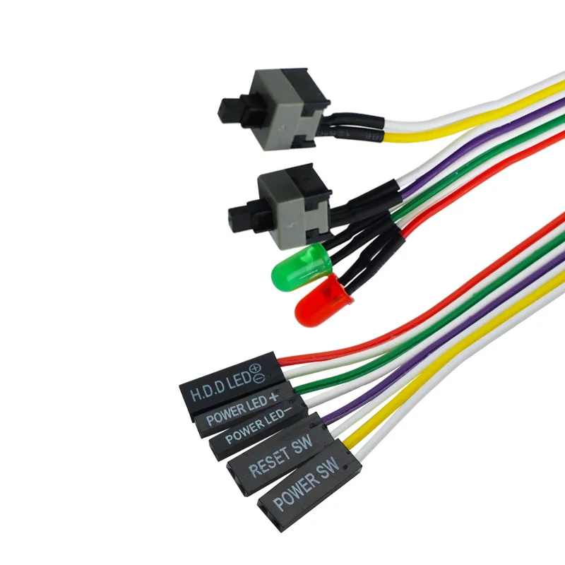 Cable de alimentación de placa base ATX para PC, dispositivo delgado de 65CM, Original, encendido/apagado/reinicio con luz LED, interruptor de Reinicio de energía con botón pulsador