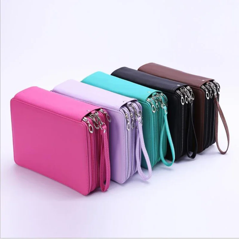 184 Holes PU Leather School Pencil Case Large Capacity Colored Pencil Bag Box Multi-functional Pencilcase For Art Supplies Gift