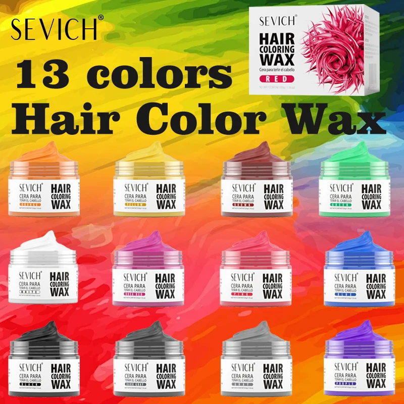 13-farbiges Haarfarbenwachs, DIY-Haare, gefärbter Schlamm, leicht zu waschen, langanhaltender Farbstoff zum Färben von Augenbrauen, Bart, temporäre Haarfarbe-Creme