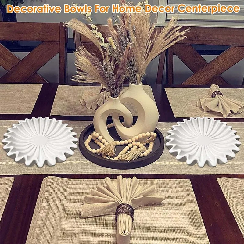 Декоративная чаша с рюшами и фестонами из смолы, зернистая чаша для фруктов, прочная настольная чаша для прихожей, для кофейной обеденной консоли