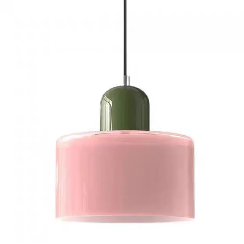 Vintage Stained Glass Small Chandelier Bedside Dining Room Lighting Fixture Home Decorative Light in Pink Orange Green White