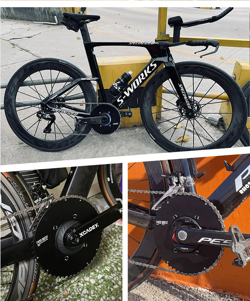 PASS QUEST BCD110 DA9000 5800 6800 2X Kettenblatt AERO Kurbelgarnitur Rund Schwarz 9-12 Gang Rennrad Gravelbike 46T 48T 50T 52T – Detail 6