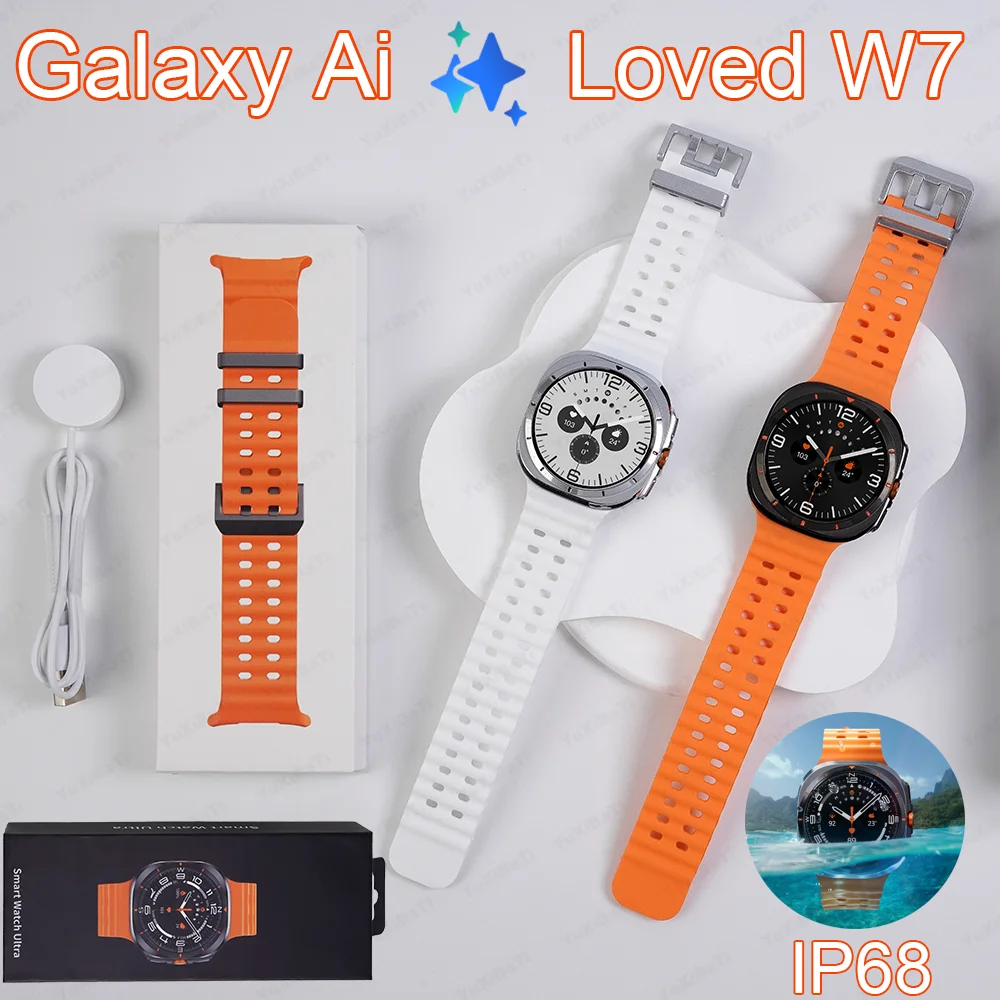 For Samsung Galaxy Watch 7 Ultra Smart Watch Man GPS Compass NFC AMOLED BT Call IP68 Galaxy 6 Upgraded Outdoor Sports Smartwatch