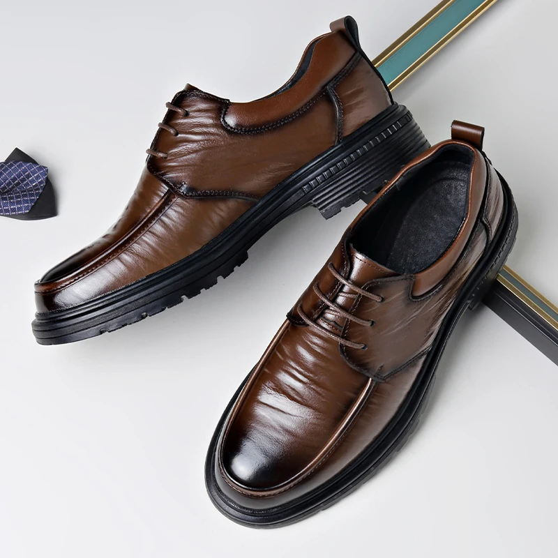 

Classic men's leather shoes Casual and elegant style Office and leisure party Quality and comfortable work shoes Thick soled