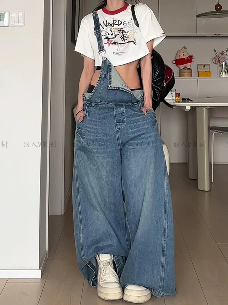 

Women Light Blue Y2k Oversize Jeans Harajuku Wide Leg Denim Trouser Japanese 2000s Style Baggy Jean Long Pants Vintage Clothe